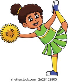 Female Cheerleader Scale Cartoon Colored Clipart 