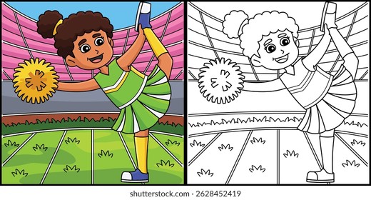 Female Cheerleader Scale Position Illustration 