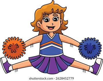 Female Cheerleader Toe Touch Jump Cartoon Clipart 
