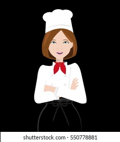 female chef with folded hands.vector illustrator