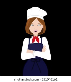 female chef with folded hands.vector illustrator