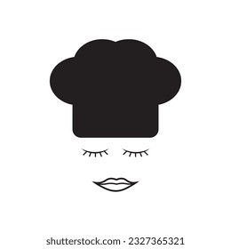 Female Chef icon in vector. Illustration icon editable stroke, sign, symbol outline line button isolated on white