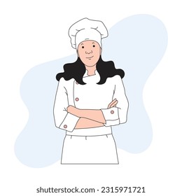 a female chef with long hair is preparing for her food show