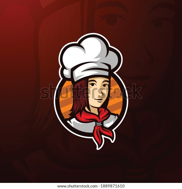 Female Chef Mascot Logo Template Vector Stock Vector (Royalty Free ...