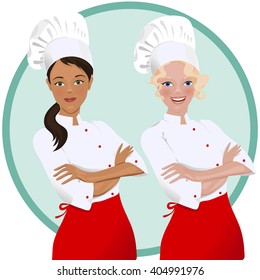 Female chef in uniform.
