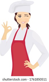 a female chef in uniform for cooking