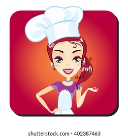 Female Chef. Vector Illustration.