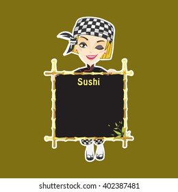 Female Chef. Vector Illustration.
