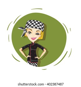 Female Chef. Vector Illustration.