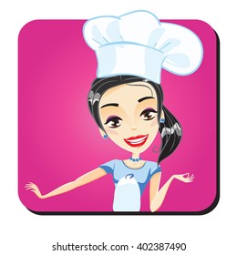 Female Chef. Vector Illustration.
