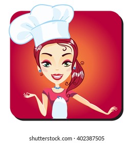 Female Chef. Vector Illustration.