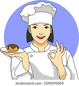 female chef  vector illustration isolated on white background