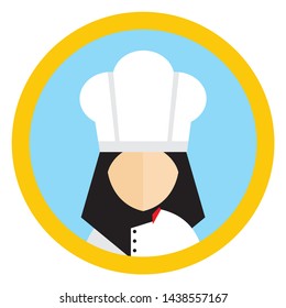 female chef with veil uniform hat