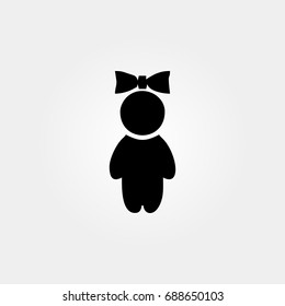 female child icon. vector sign symbol on white background