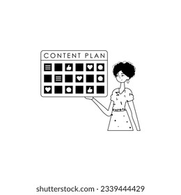 female child and message plan . sociable forte forwarding etymon . bootleg and White analogue overhead. Trendy style, Vector Illustration