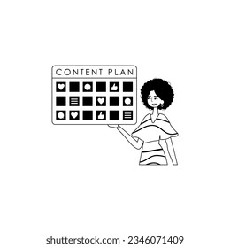 female child and message plan . sociable forte forwarding etymon . bootleg and White analogue overhead. Trendy style, Vector Illustration