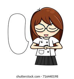 Female chinese doctor has various facial expressions many emotion on white background.Vector Illustration