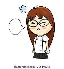 Female chinese doctor has various facial expressions many emotion on white background.Vector Illustration