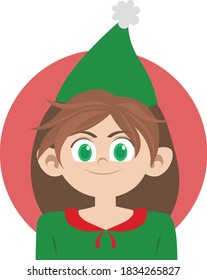 Female Christmas elf. Portrait of cute elf girl.