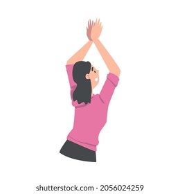 Female Clapping Hands as Social Media Follower and Subscriber Showing Adoration Vector Illustration