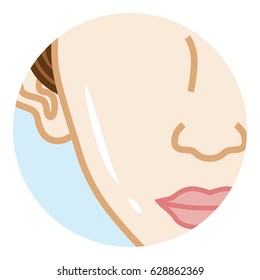 Female Clean Cheek ,Body Part Simple Illustration