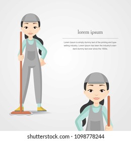 Female Cleaning Service Character