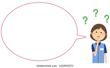 It is a female clerk's balloon illustration.