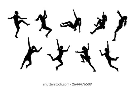 Female climbing silhouette bundle for any design purpose