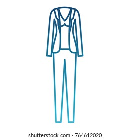 female clothes with pant and blouse and jacket in degraded blue silhouette