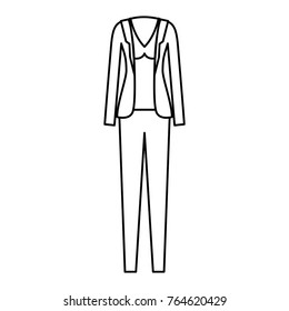 female clothes with pant and blouse and jacket in monochrome silhouette