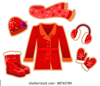 Female clothes set for winter