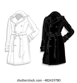 Female coat. Clothes. Vector illustration.