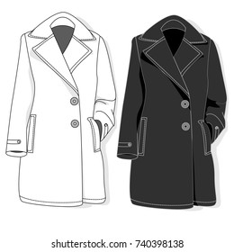 Female Coat Illustration Isolated On Whitefashion Stock Vector (Royalty ...