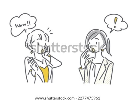 female colleagues talking, simple line illustrations
