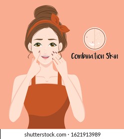 Female With Combination Skin Type Avatar Vector