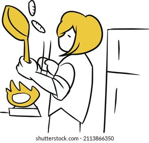 A female comic that makes breakfast is cute