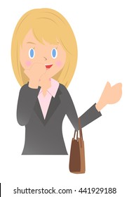 Female company employee with a bag