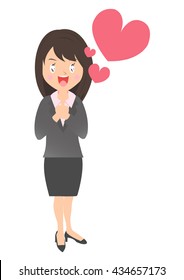 Female company employee to be in love