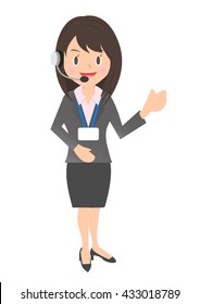Female company employee call center gesture wearing a name holder