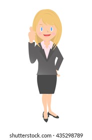 Female company employee to make a thumb