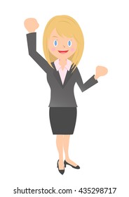 Female company employee rejoice