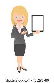 Female company employee with a tablet PC