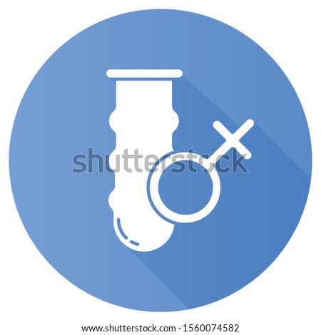 Female condom blue flat design long shadow glyph icon. Latex contraceptive. Preservative option. Birth control. Pregnancy prevention. Safe sex. HIV, STI protection. Vector silhouette illustration