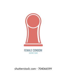 Female condom icon. Isolated image in flat style on a white background. Women contraception concept. Vector illustration.