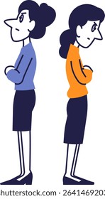 Female Conflict and Cold Silence – Two Women Back to Back, Arms Crossed