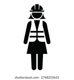 Female Construction Worker Builder Engineer Vector Silhouette Icon