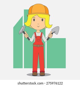 Female construction worker, high quality vector cartoon EPS10