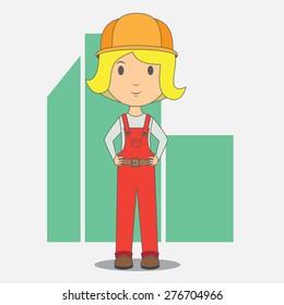Female construction worker, high quality vector cartoon EPS10
