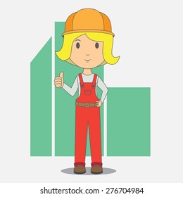 Female construction worker, high quality vector cartoon EPS10