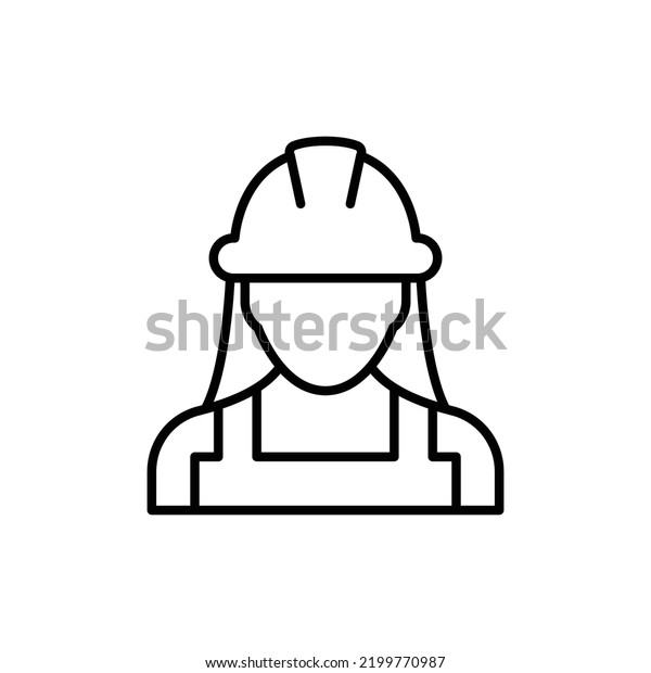 Female Construction Worker Icon Labor Builder Stock Vector (Royalty ...